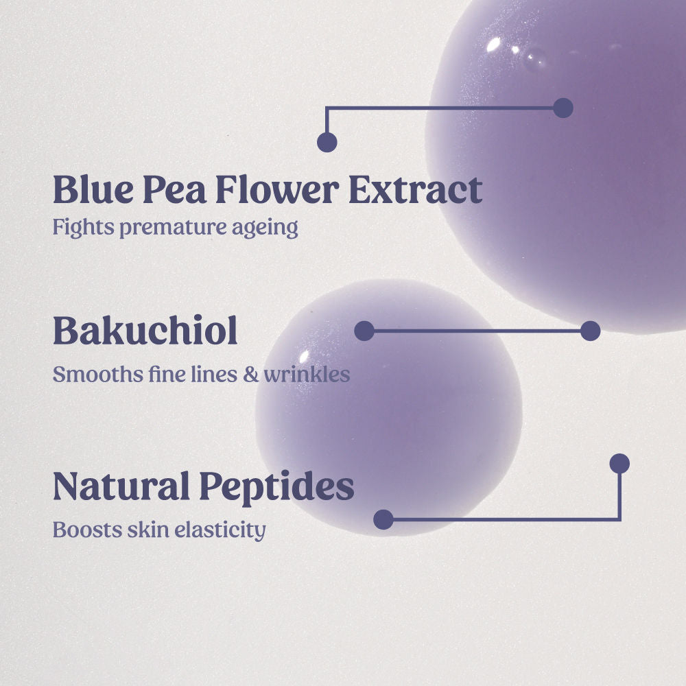 VILVAH Better Ageing Overnight Serum with BluePea Flower Extract, Bakuchiol, Ceramides & Peptides
