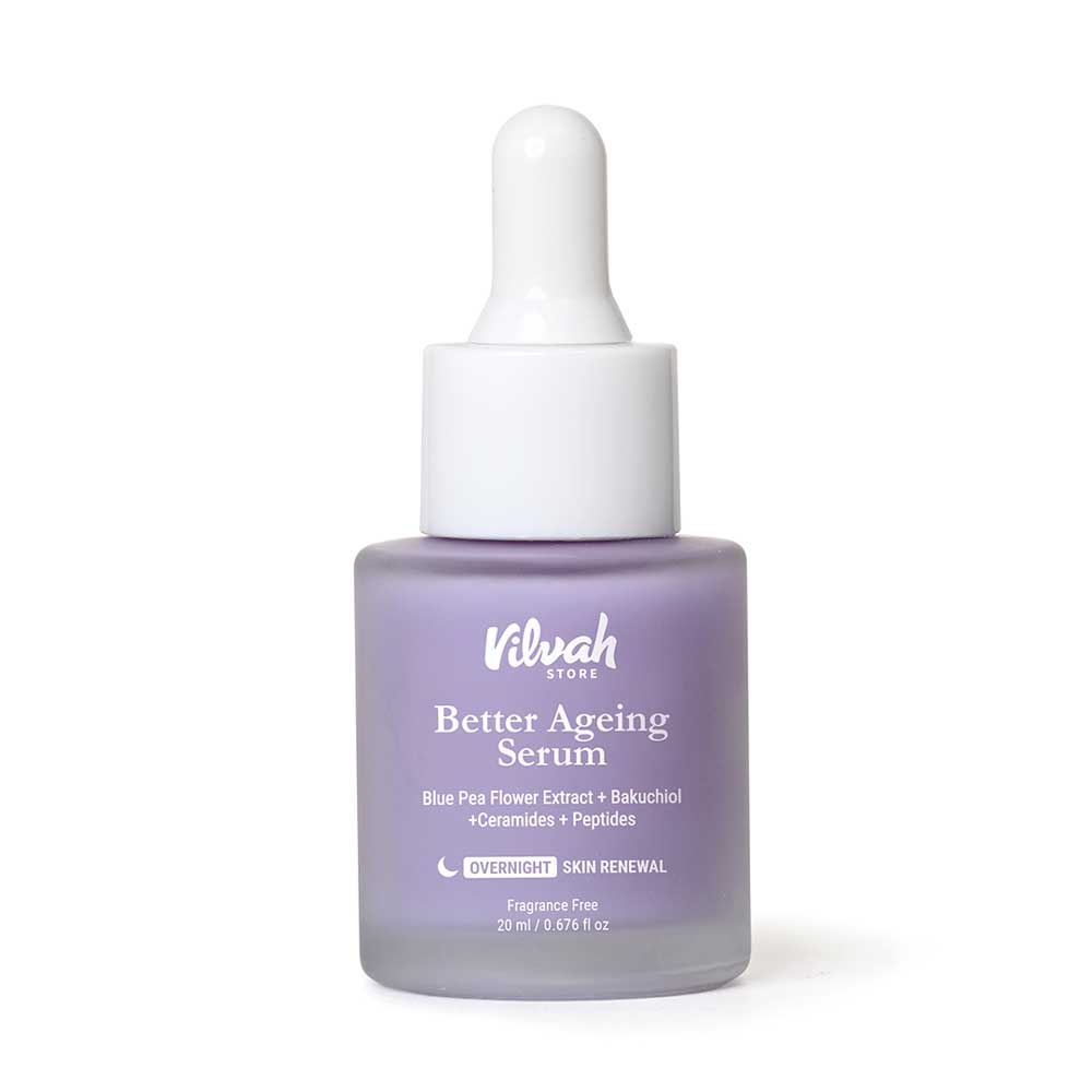 VILVAH Better Ageing Overnight Serum with BluePea Flower Extract, Bakuchiol, Ceramides & Peptides