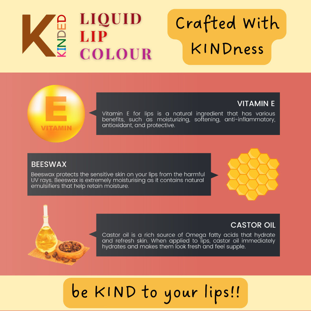 KINDED Liquid Lip Colour Lipstick Lip Gloss