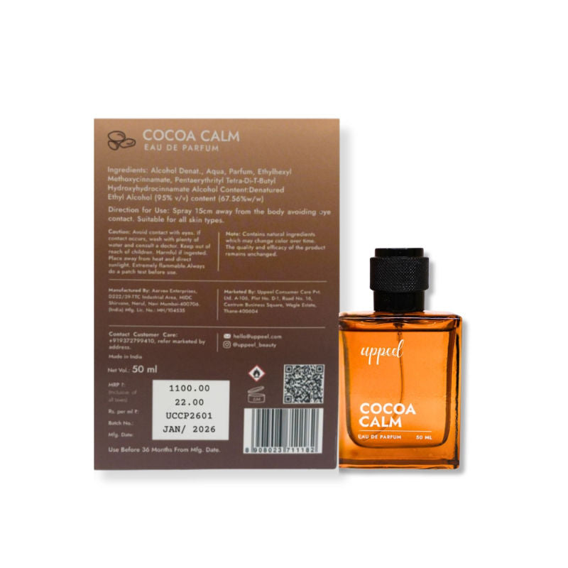 Uppeel Cocoa Calm Eau De Parfum - Vanilla, Chocolate & Musk Day To Night Perfume