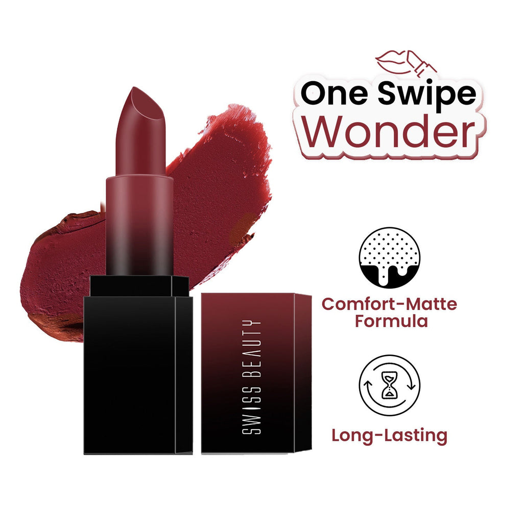 Swiss Beauty HD Matte Lipstick , High Coverage , Lightweight