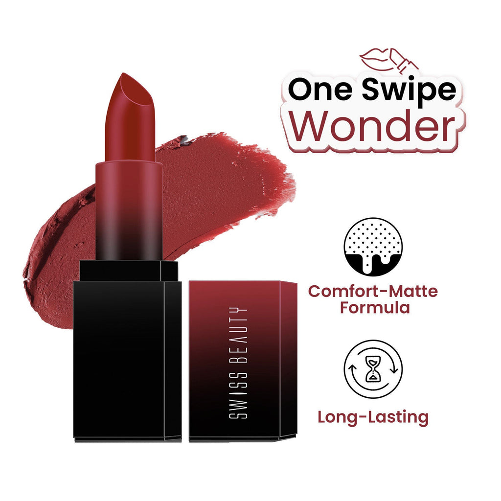 Swiss Beauty HD Matte Lipstick , High Coverage , Lightweight