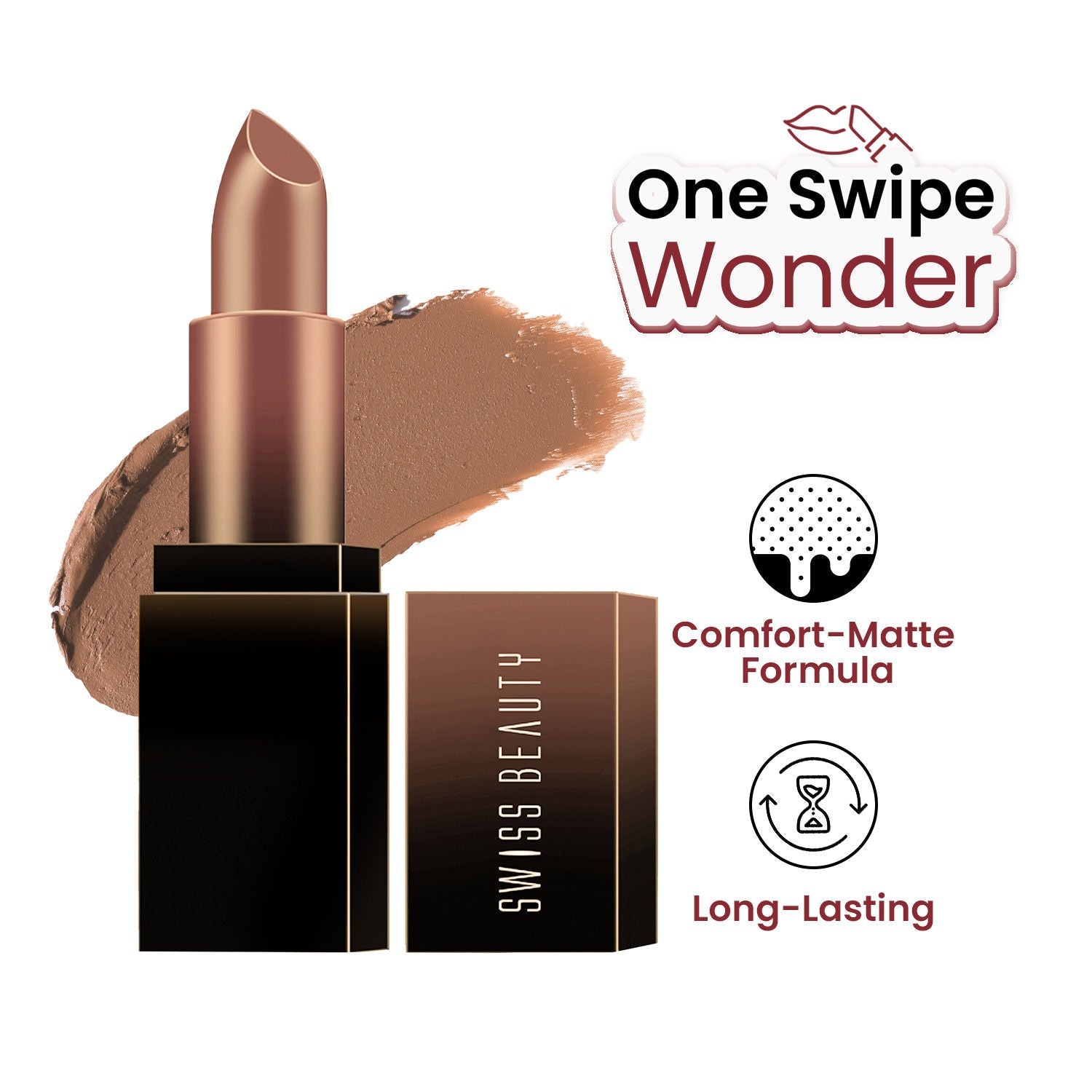 Swiss Beauty HD Matte Lipstick , High Coverage , Lightweight