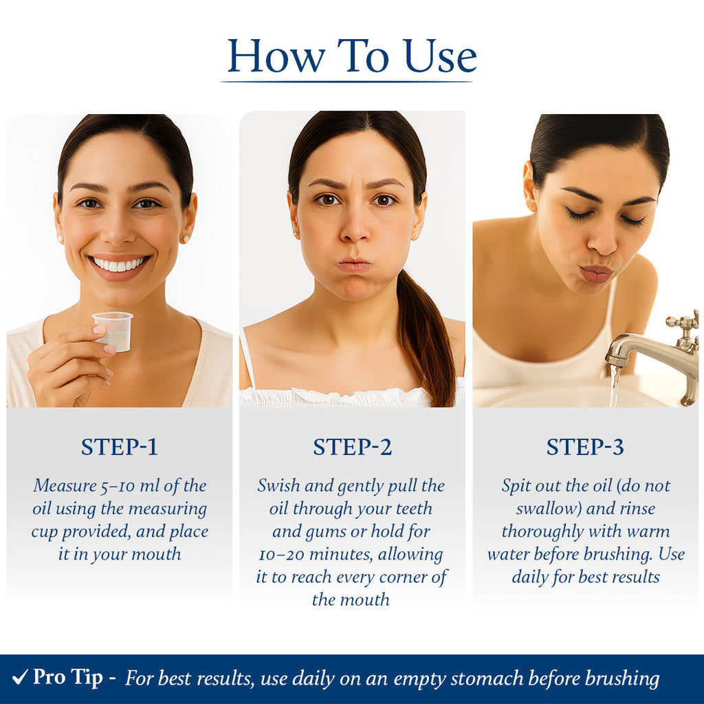 Blue Nectar Cinnamon Mouth Pulling Oil, Ayurvedic Mouthwash for Fresh Breath & Oral Care - 9 Herbs