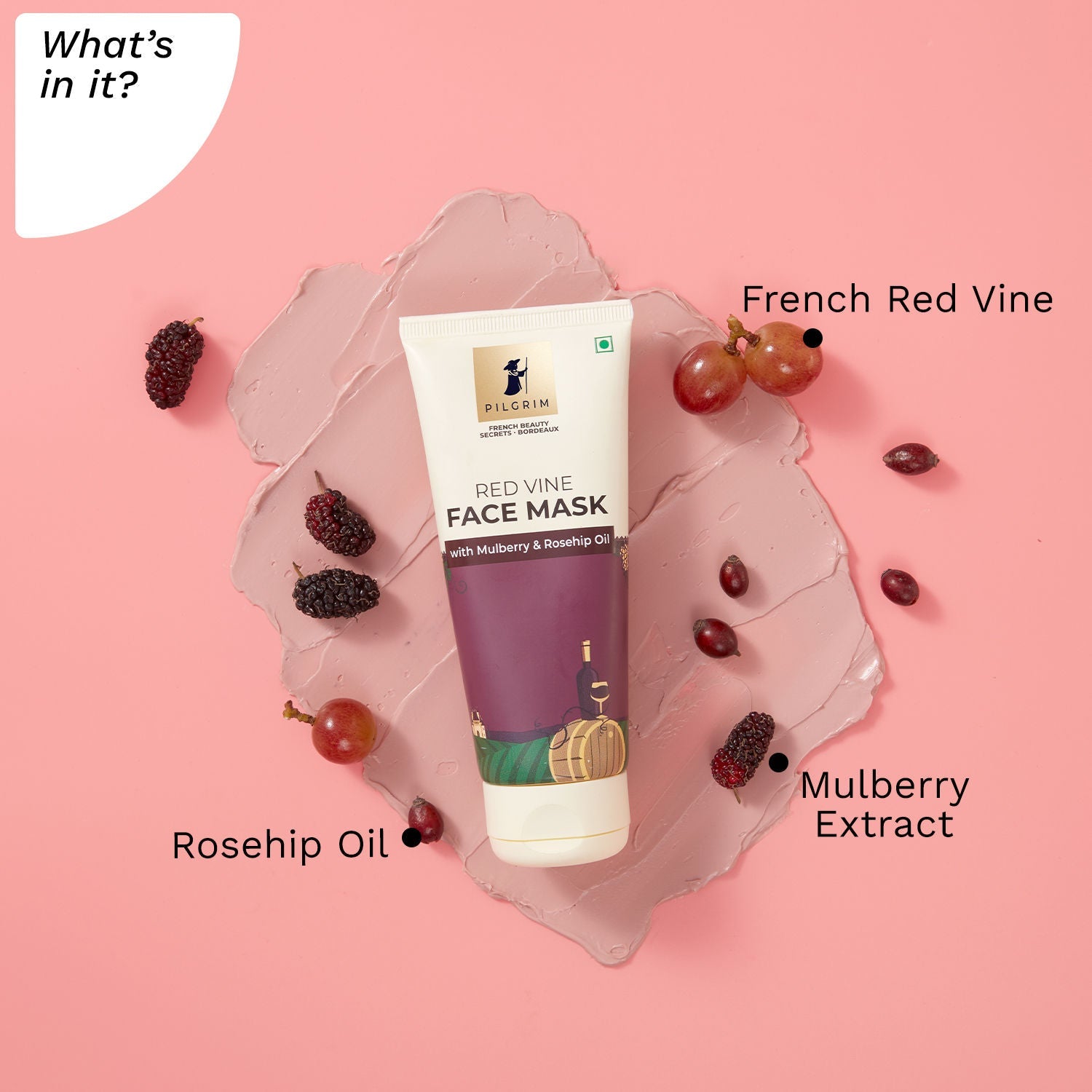 Pilgrim Red Vine Face Mask with Mulberry & Rosehip Oil