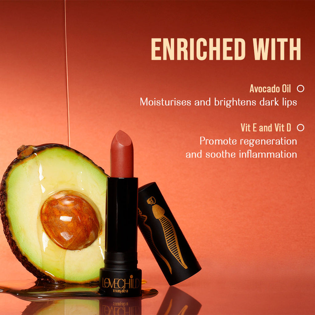 LoveChild Masaba Bare Browns Ultra Matte Transfer-proof Lipstick, Enriched with Avocado Oil & Vitamin E