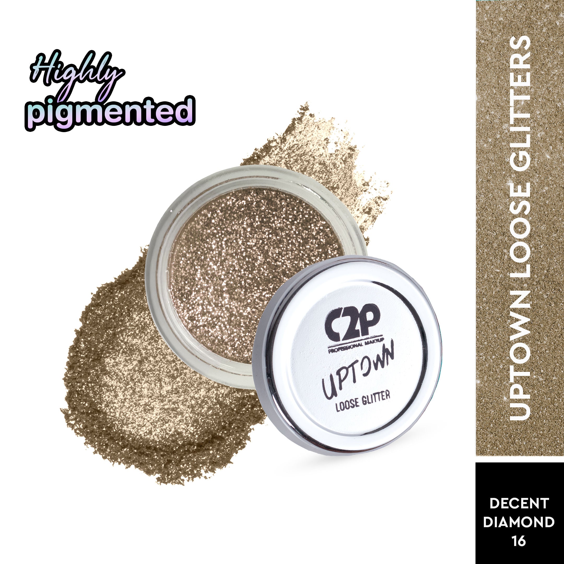 C2P Pro Uptown Loose Glitter for Eye Makeup Highly Pigmented Eyeshadow Powder
