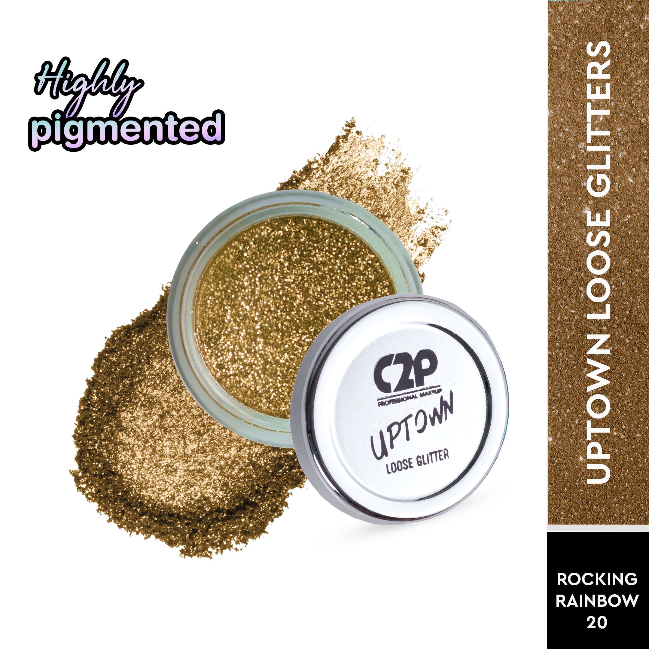 C2P Pro Uptown Loose Glitter for Eye Makeup Highly Pigmented Eyeshadow Powder
