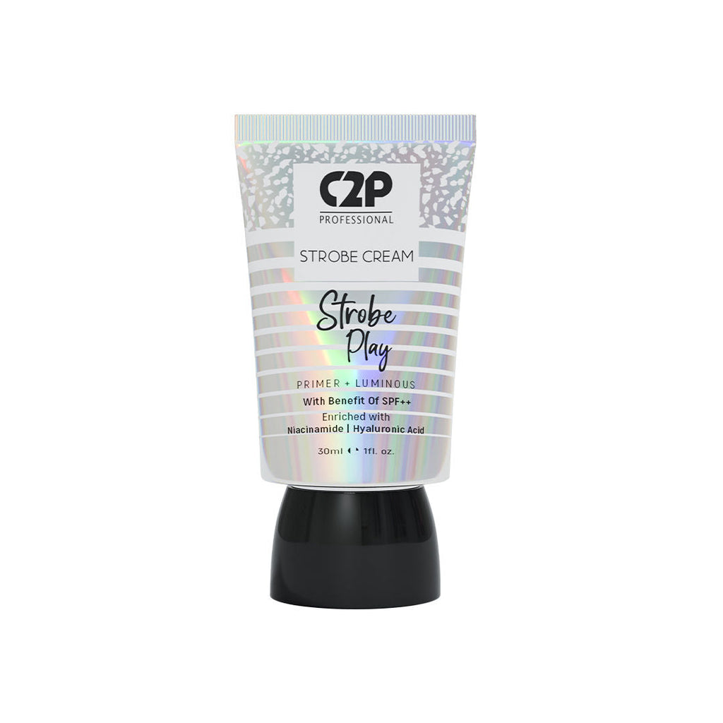 C2P Pro Strobe Cream for Face Glow 3 in 1 Formula Moisturizer Highlighter Primer SPF++
