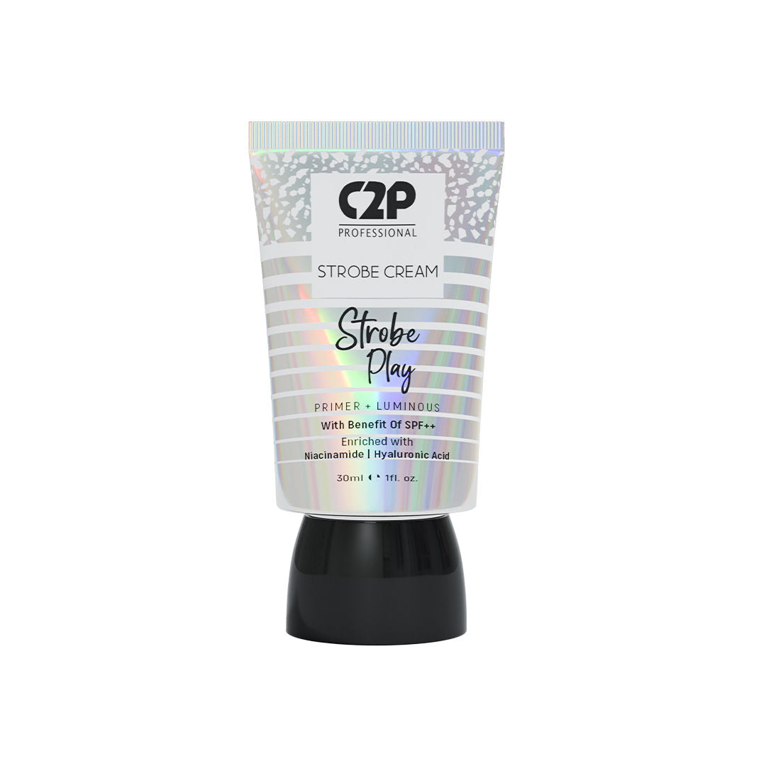 C2P Pro Strobe Cream for Face Glow 3 in 1 Formula Moisturizer Highlighter Primer SPF++