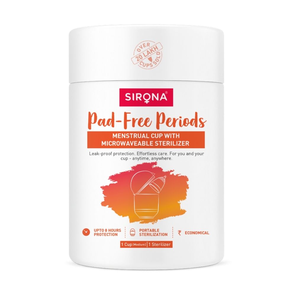 Sirona FDA Approved Reusable Menstrual Cup (Medium) with Portable Microwaveable Sterilizer
