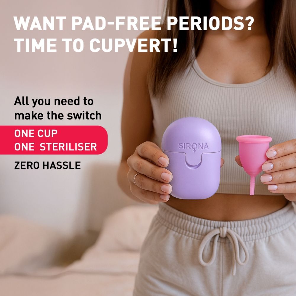 Sirona FDA Approved Reusable Menstrual Cup (Medium) with Portable Microwaveable Sterilizer