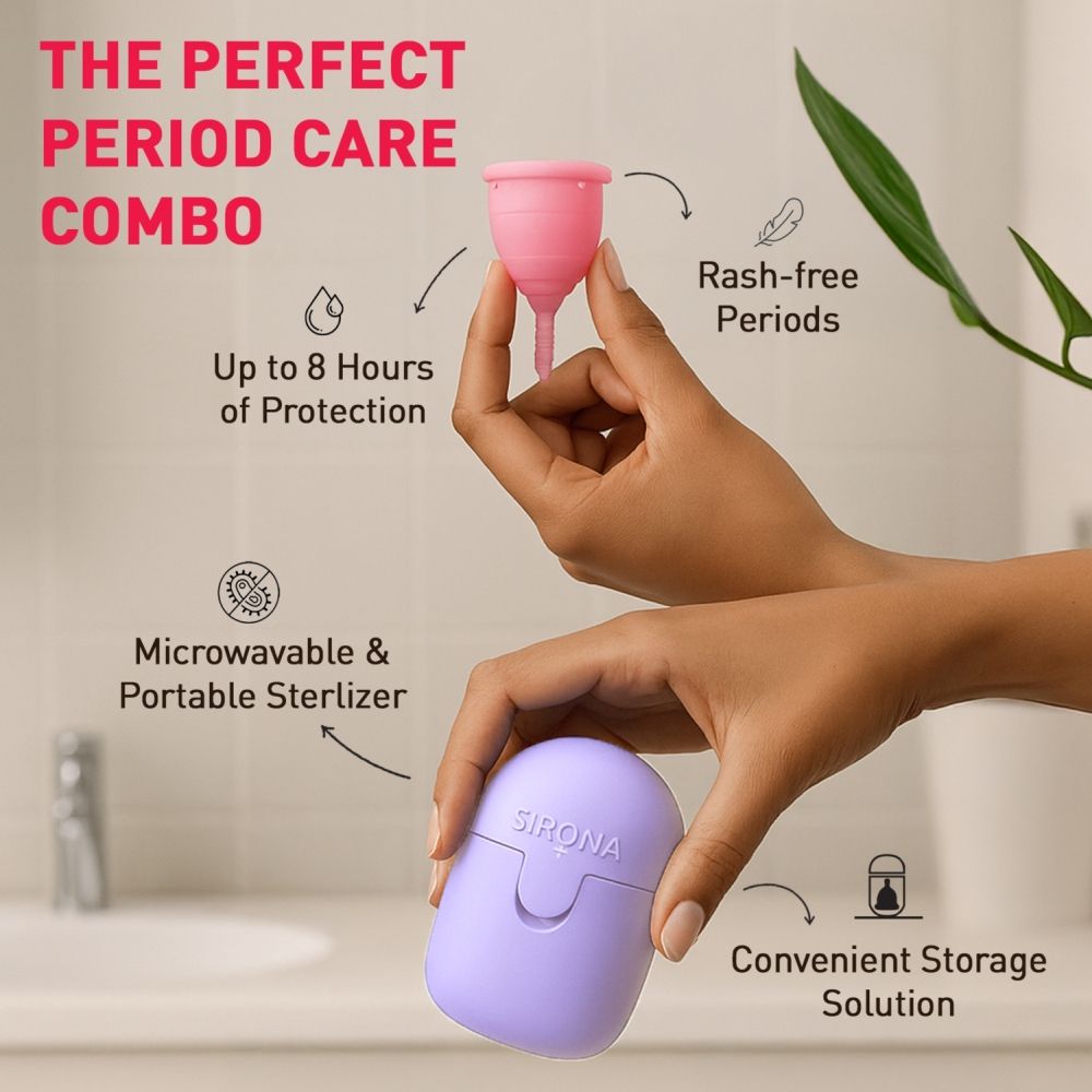 Sirona FDA Approved Reusable Menstrual Cup (Medium) with Portable Microwaveable Sterilizer