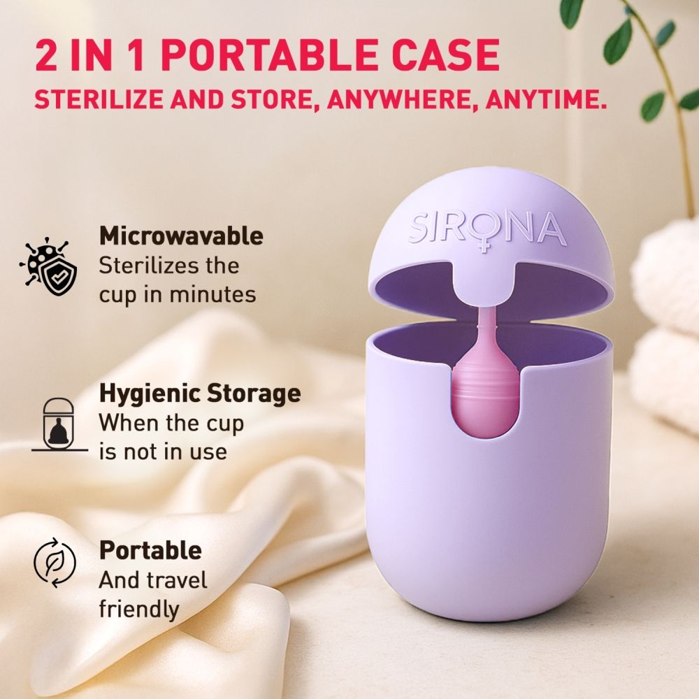 Sirona FDA Approved Reusable Menstrual Cup (Medium) with Portable Microwaveable Sterilizer