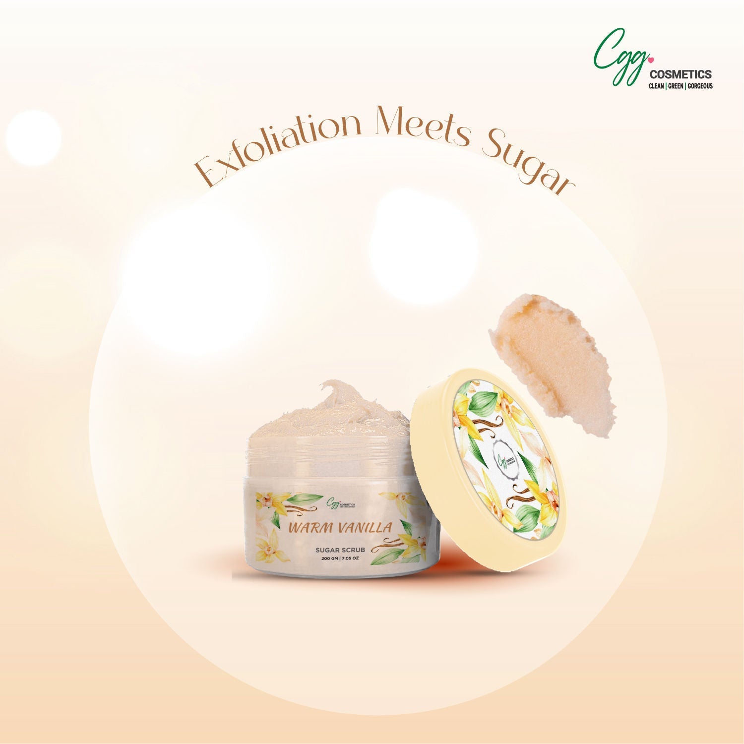 CGG Cosmetics Warm Vanilla Sugar Scrub + Free Strawberry Lip Scrub