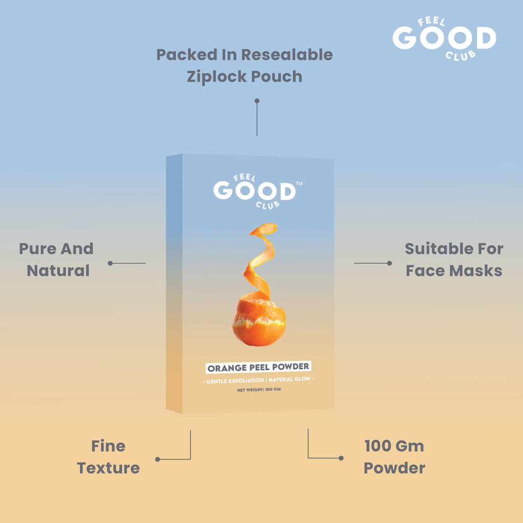 Feel Good Club Orange Peel Powder -Pure & Natural Detan Face Mask/ Pack For Skin Care Glow
