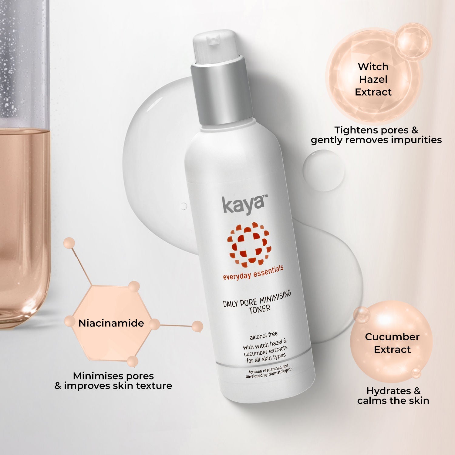 Kaya Daily Pore Minimising Toner, with Witch Hazel & Cucumber extract for all skin types