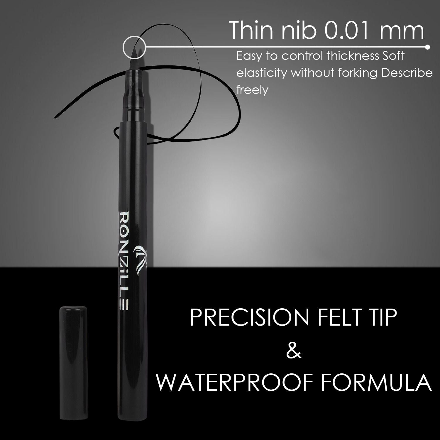 Ronzille Deep Black Sketch Matte Eyeliner Pencil Black
