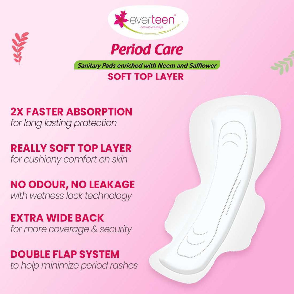 Everteen XXL Soft 40 Sanitary Napkins Pad With Free Menstrual Period Pain Relief Cramps Roll-On