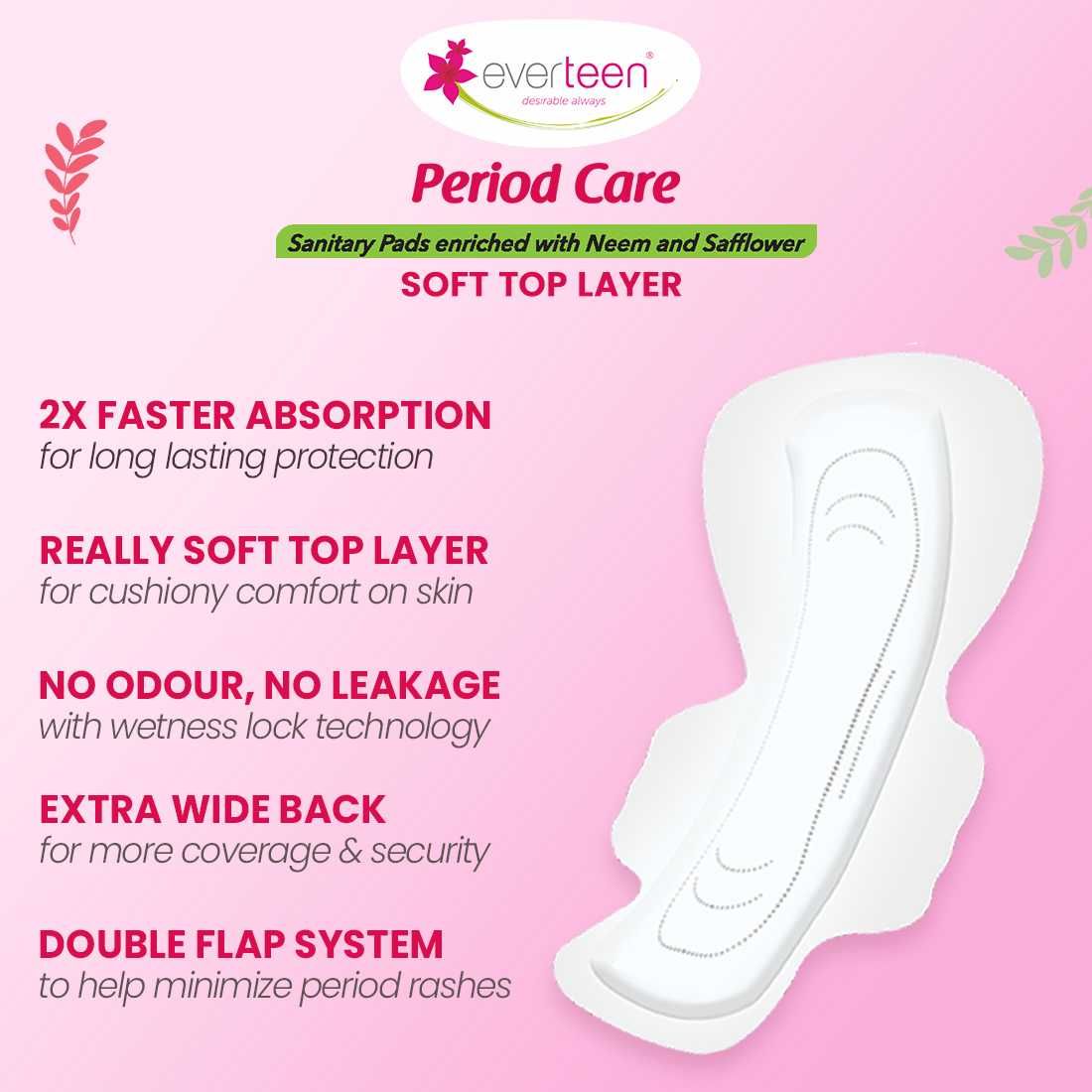Everteen XXL Soft 40 Sanitary Napkins Pad With Free Menstrual Period Pain Relief Cramps Roll-On