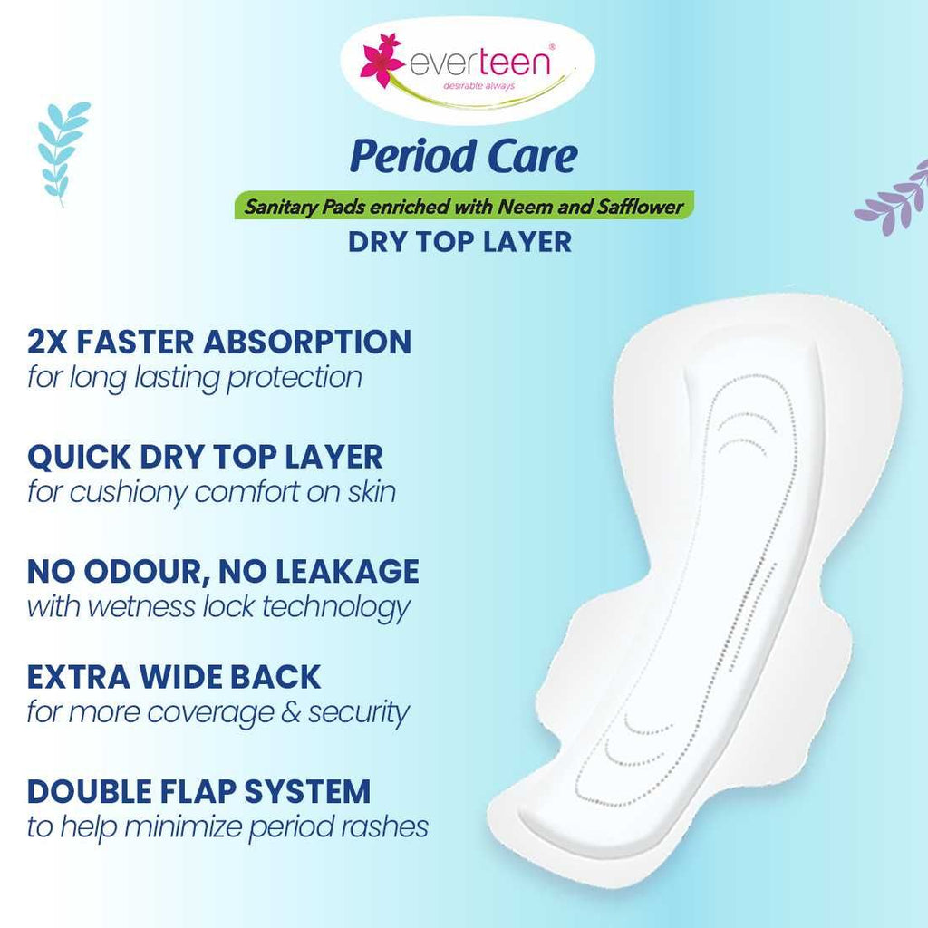 Everteen XXL Dry 40 Sanitary Napkins Pad With Free Menstrual Period Pain Relief Cramps Roll-On
