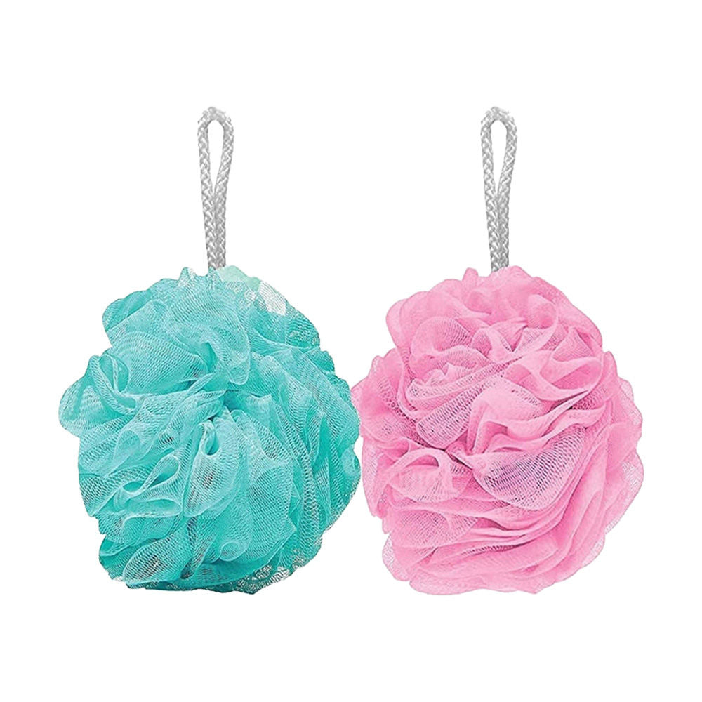 Bronson Professional 2 Pc Loofah For Body Scrubbing Round Bath Sponge (Color May Vary)