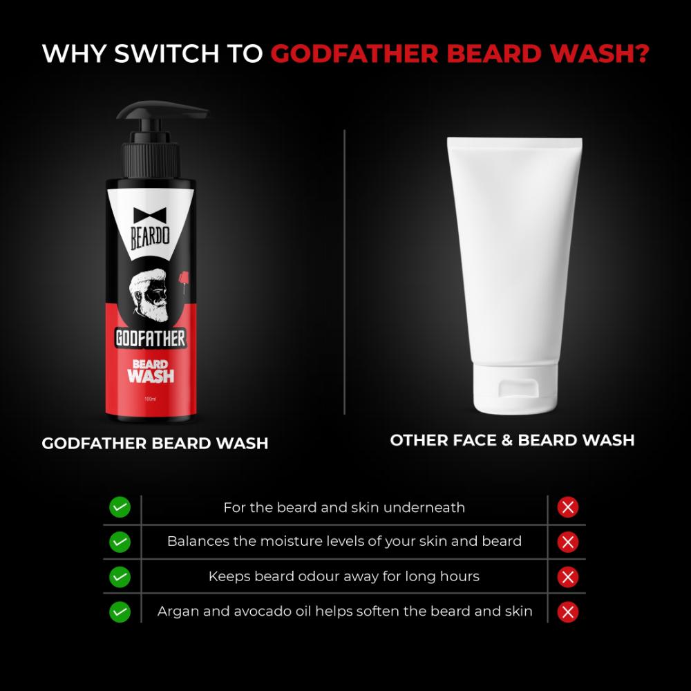Beardo Godfather Beard Wash for men, Actively cleanses skin and beard