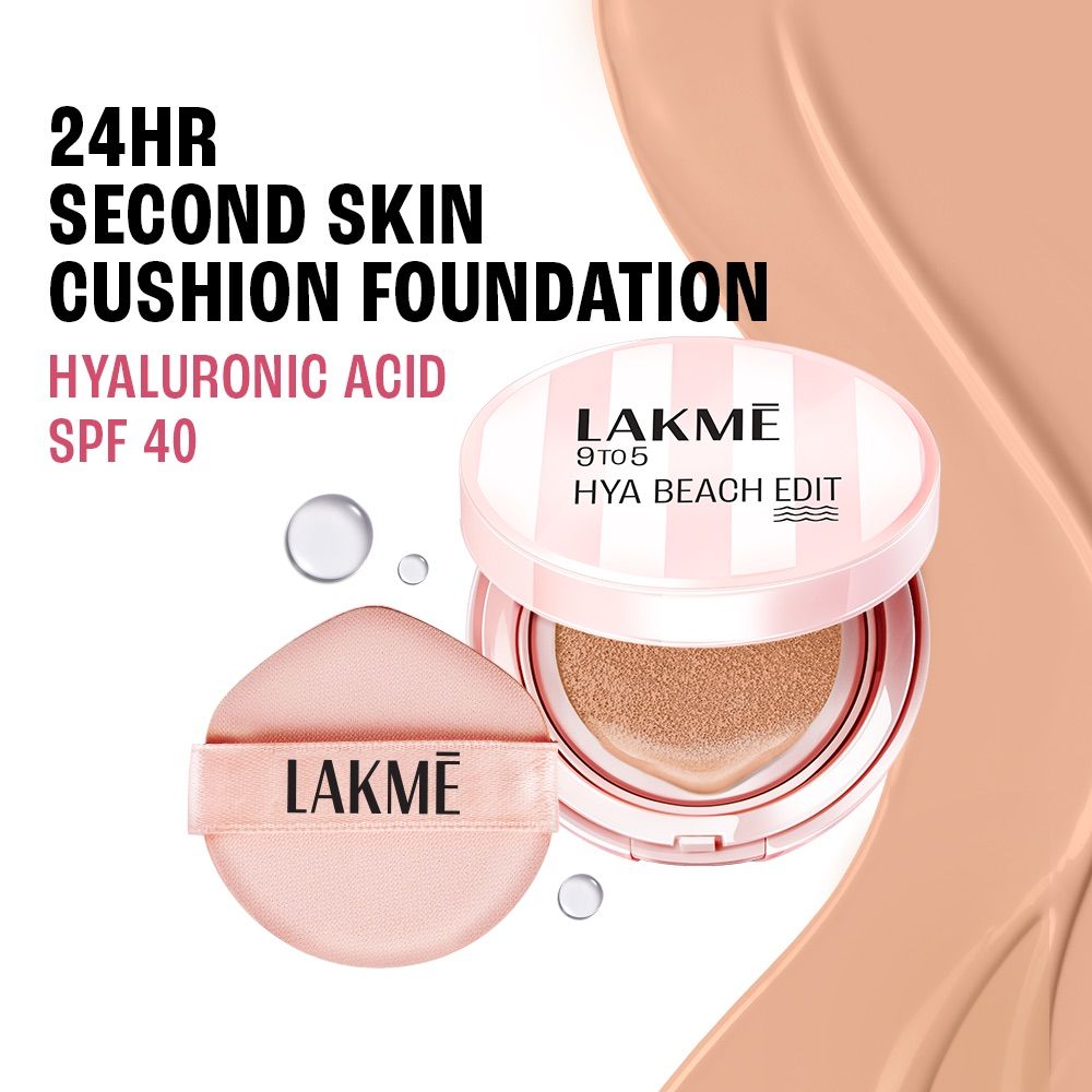 Lakme 9to5 Hya Beach Edit Cushion Foundation, SPF 40, Hydrating Matte, C 100