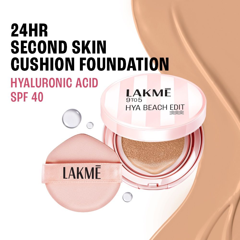 Lakme 9to5 Hya Beach Edit Cushion Foundation, SPF 40, Hydrating Matte, C 100