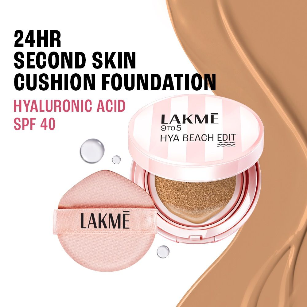Lakme 9to5 Hya Beach Edit Cushion Foundation, SPF 40, Hydrating Matte, C 100