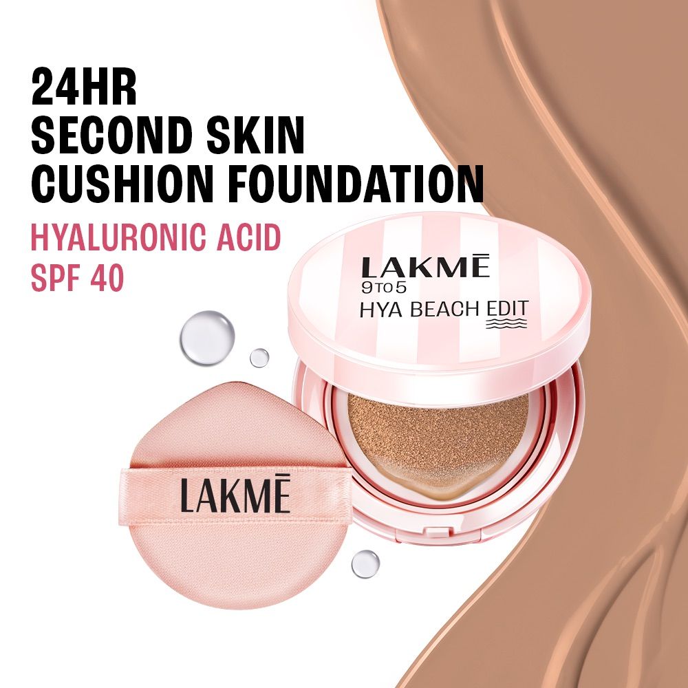 Lakme 9to5 Hya Beach Edit Cushion Foundation, SPF 40, Hydrating Matte, C 100