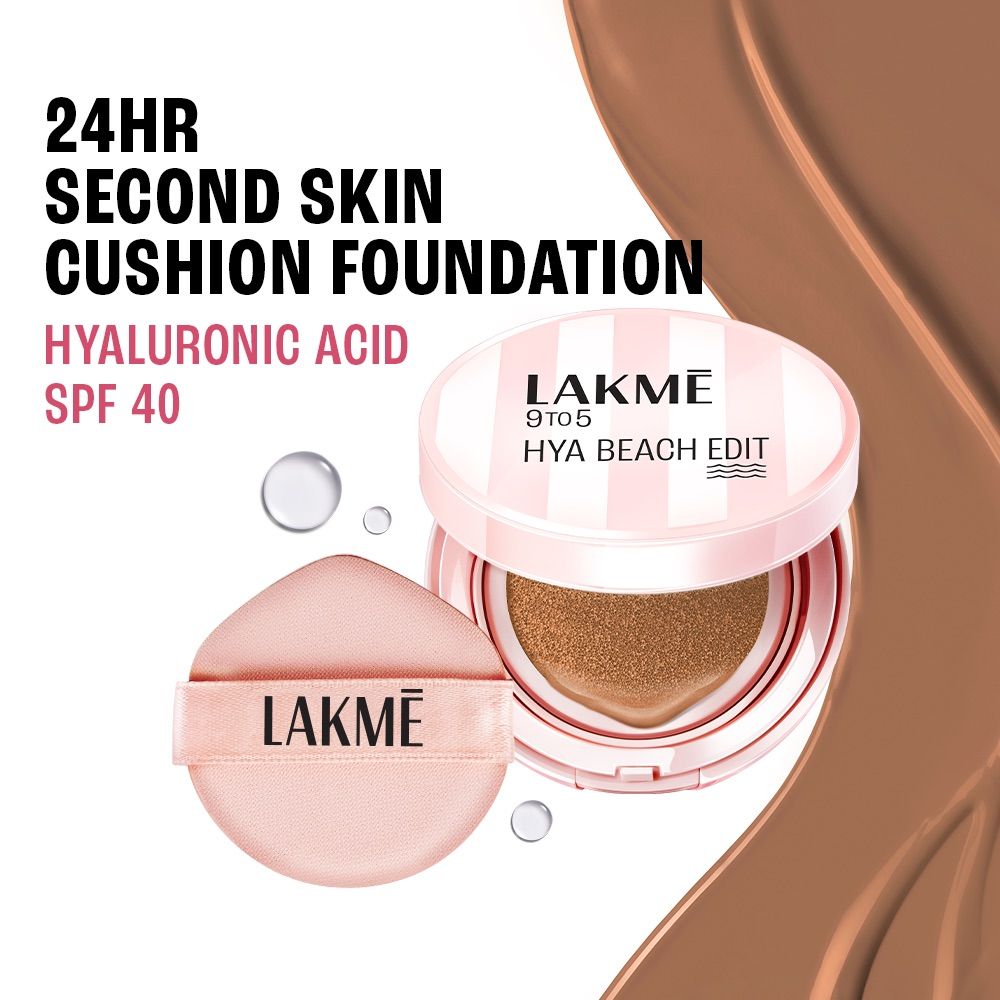 Lakme 9to5 Hya Beach Edit Cushion Foundation, SPF 40, Hydrating Matte, C 100