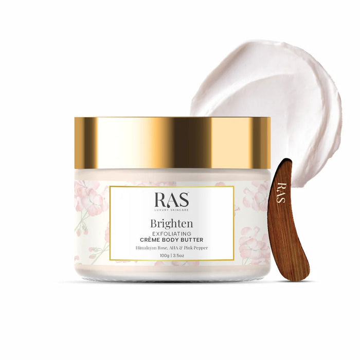 RAS Luxury Oils Brighten Exfoliating Creme Body Butter Enriched With Himalayan Roses & Pink Pepper