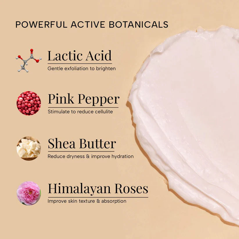 RAS Luxury Oils Brighten Exfoliating Creme Body Butter Enriched With Himalayan Roses & Pink Pepper