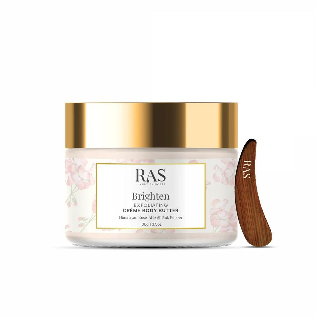 RAS Luxury Oils Brighten Exfoliating Creme Body Butter Enriched With Himalayan Roses & Pink Pepper