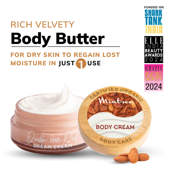 Mintree Organic Moisturizing Oud Body Butter For Dry Skin with Ceramides|Body Butter for Men&Women