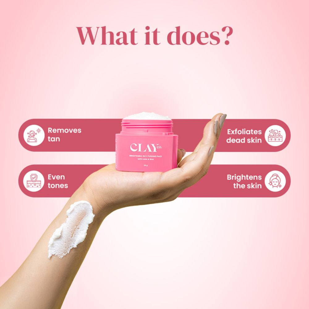 Clayco De Tan Brightening Rice Pudding Face Pack and Face Mask With AHA & BHA for Tan Removal