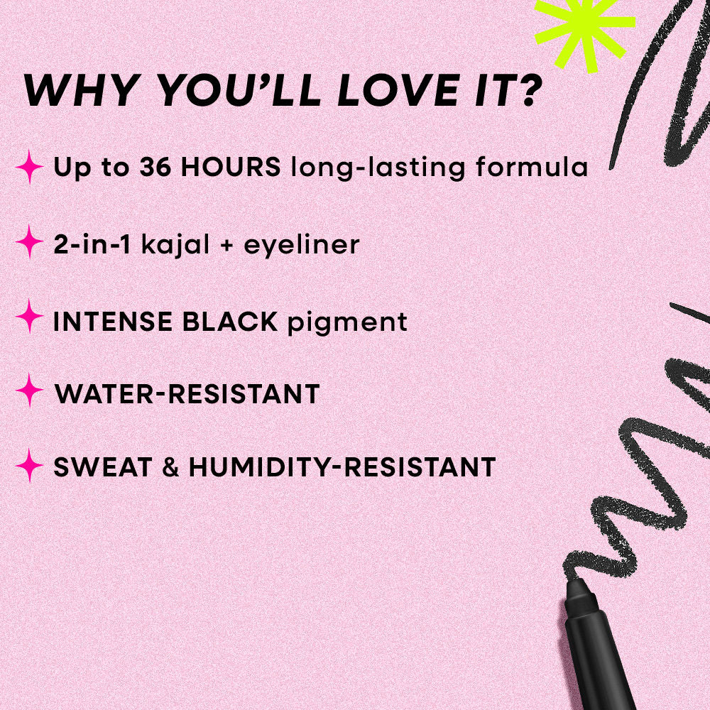Nykaa Cosmetics Xtreme Impact Upto 36 Hour Long Stay Smudge & Water Resistant Kajal Eyeliner