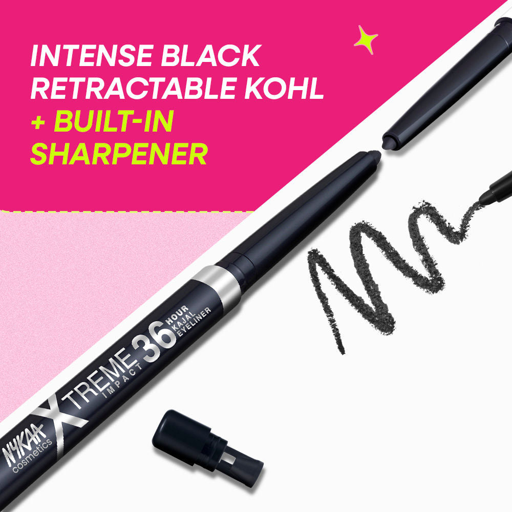Nykaa Cosmetics Xtreme Impact Upto 36 Hour Long Stay Smudge & Water Resistant Kajal Eyeliner