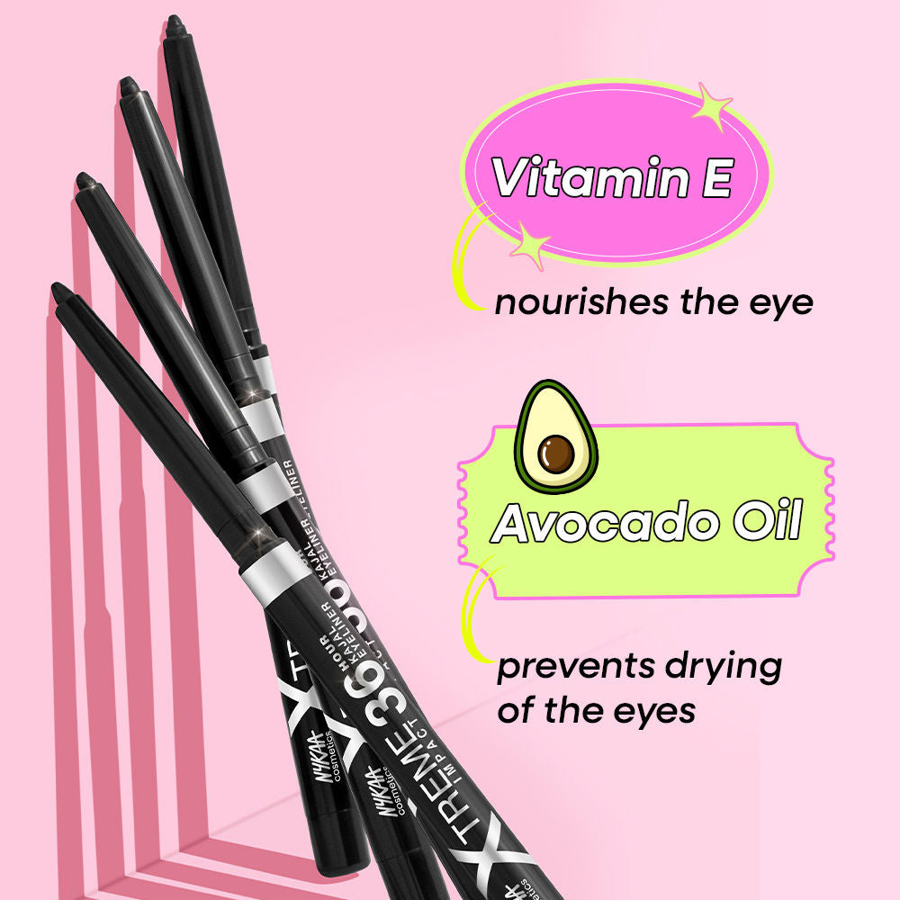 Nykaa Cosmetics Xtreme Impact Upto 36 Hour Long Stay Smudge & Water Resistant Kajal Eyeliner