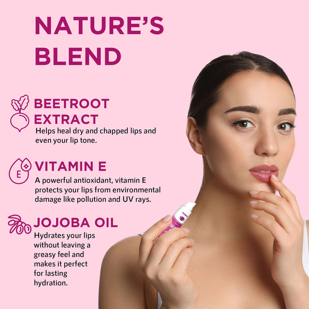Orgatre Beetroot Tinted Lip Balm SPF 30 PA++ with Ceramide & Kojic Acid for Brighten Dark Lips