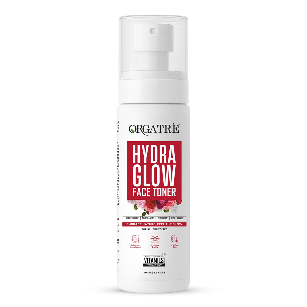 Orgatre Hydra Glow Face Toner with Rose Water, Niacinamide & Hyaluronic Acid for Glowing Skin 100ml