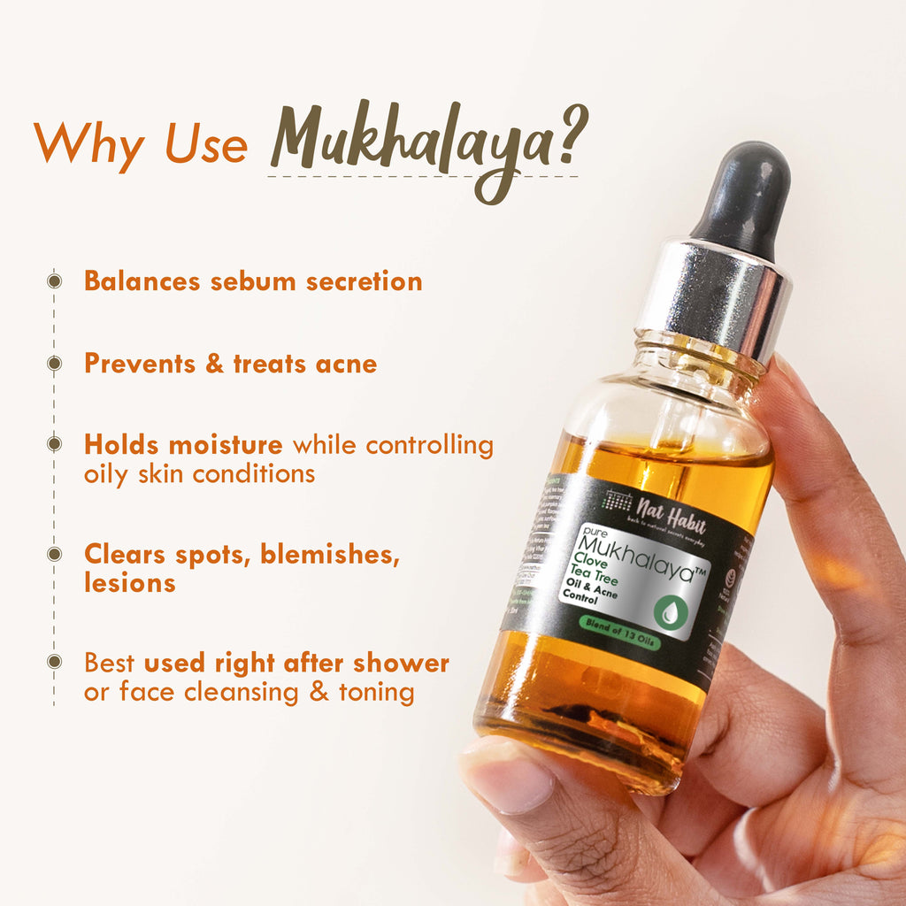 Nat Habit Pure Clove Tea Tree Face Oil For Oily Skin, Makeup Lightweight Facial Oil For Acne Control