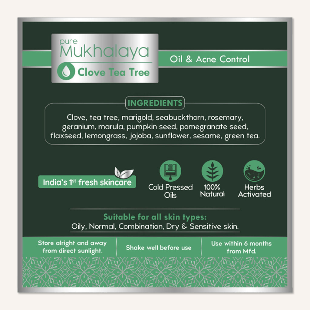 Nat Habit Pure Clove Tea Tree Face Oil For Oily Skin, Makeup Lightweight Facial Oil For Acne Control