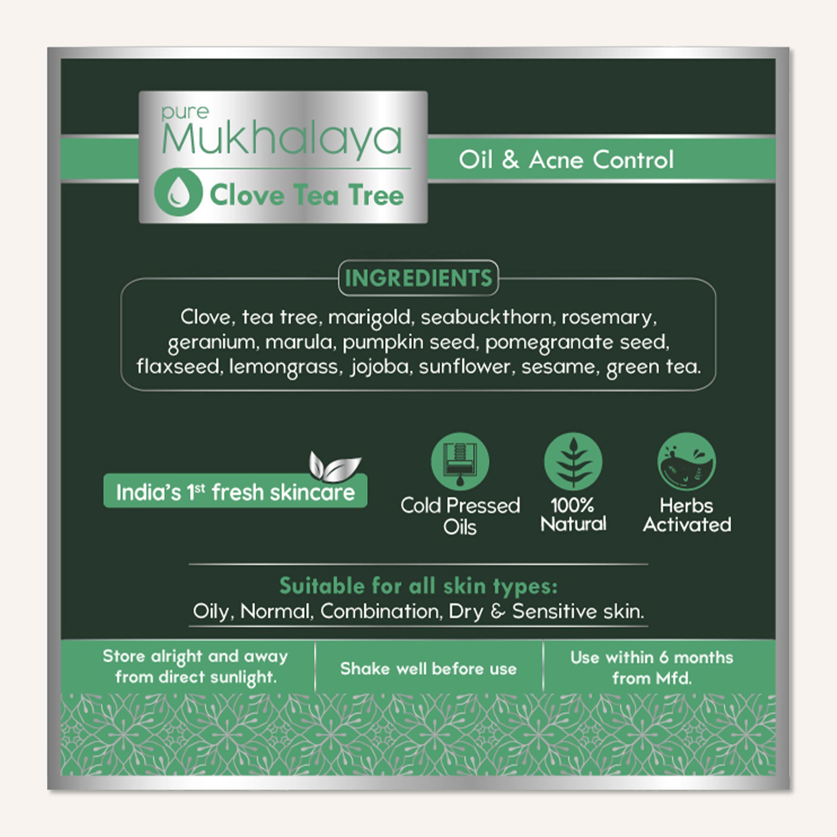 Nat Habit Pure Clove Tea Tree Face Oil For Oily Skin, Makeup Lightweight Facial Oil For Acne Control