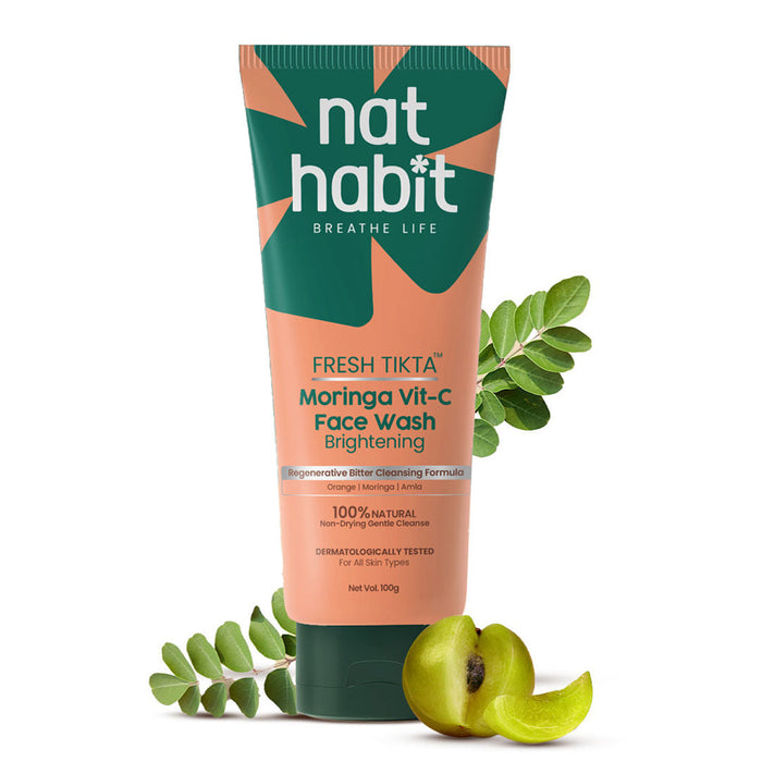 Nat Habit Moringa Vitamin C Foaming Face Wash For Acne Prone Skin Gentle Cleansing, Combination Skin