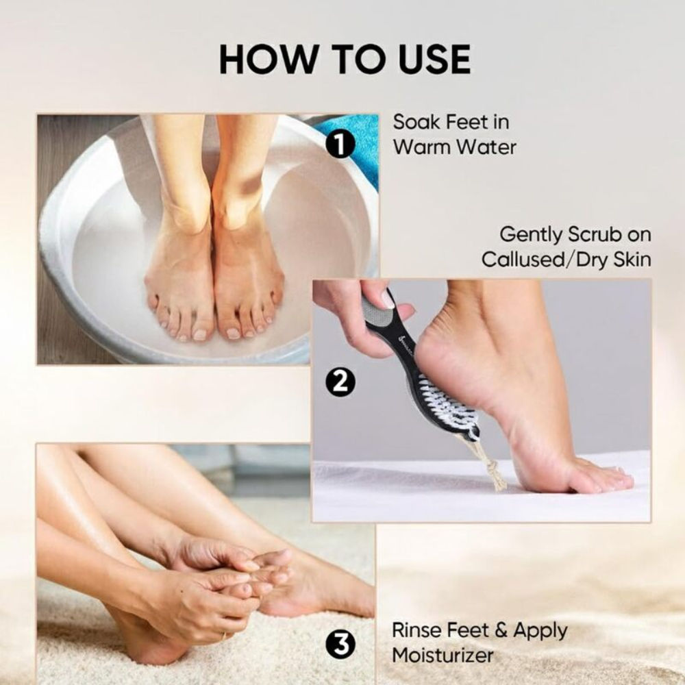 Midazzle 4 In 1 Foot Pedicure Brush, Pumice Stone, Scrubber & File For Soft Care