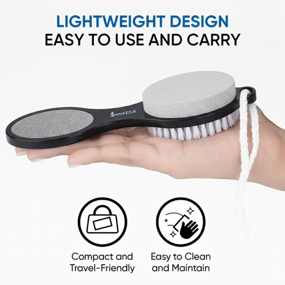 Midazzle 4 In 1 Foot Pedicure Brush, Pumice Stone, Scrubber & File For Soft Care