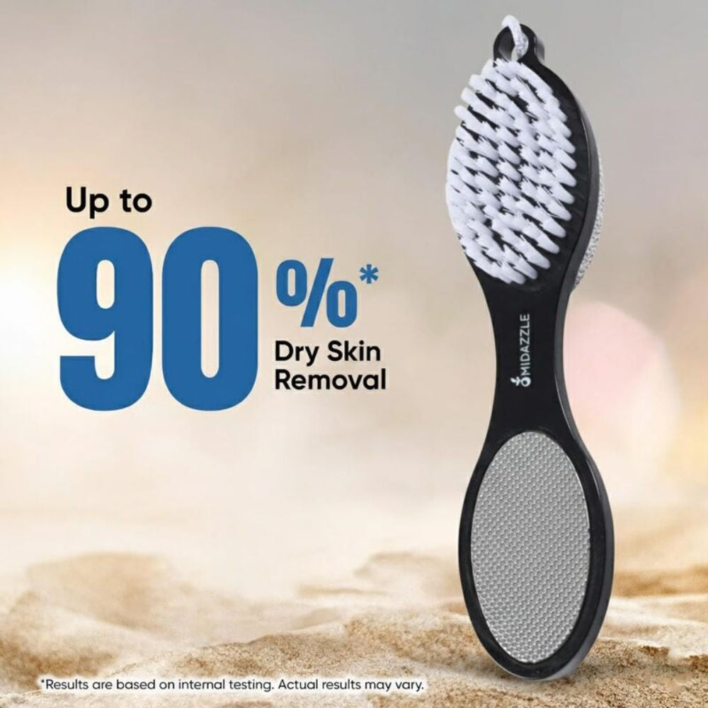 Midazzle 4 In 1 Foot Pedicure Brush, Pumice Stone, Scrubber & File For Soft Care