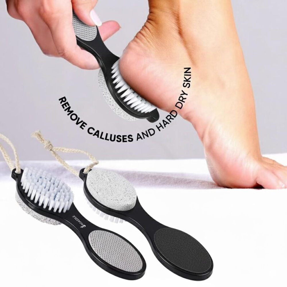 Midazzle 4 In 1 Foot Pedicure Brush, Pumice Stone, Scrubber & File For Soft Care